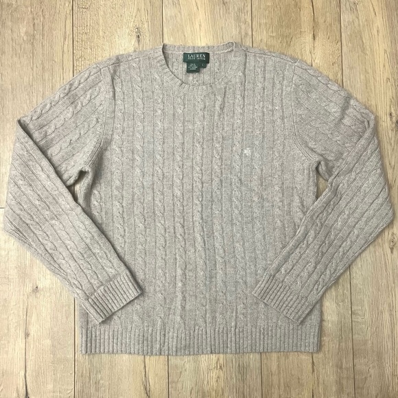 Lauren Ralph Lauren Sweaters - Lauren Ralph Lauren Cable Knit Crewneck Sweater 100% Cashmere Women’s Size Large